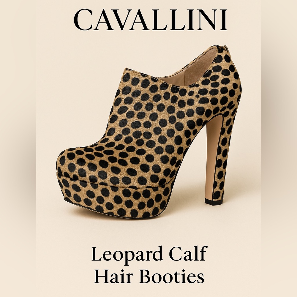 Cavallini Leopard Print Calf Hair Bootie 10